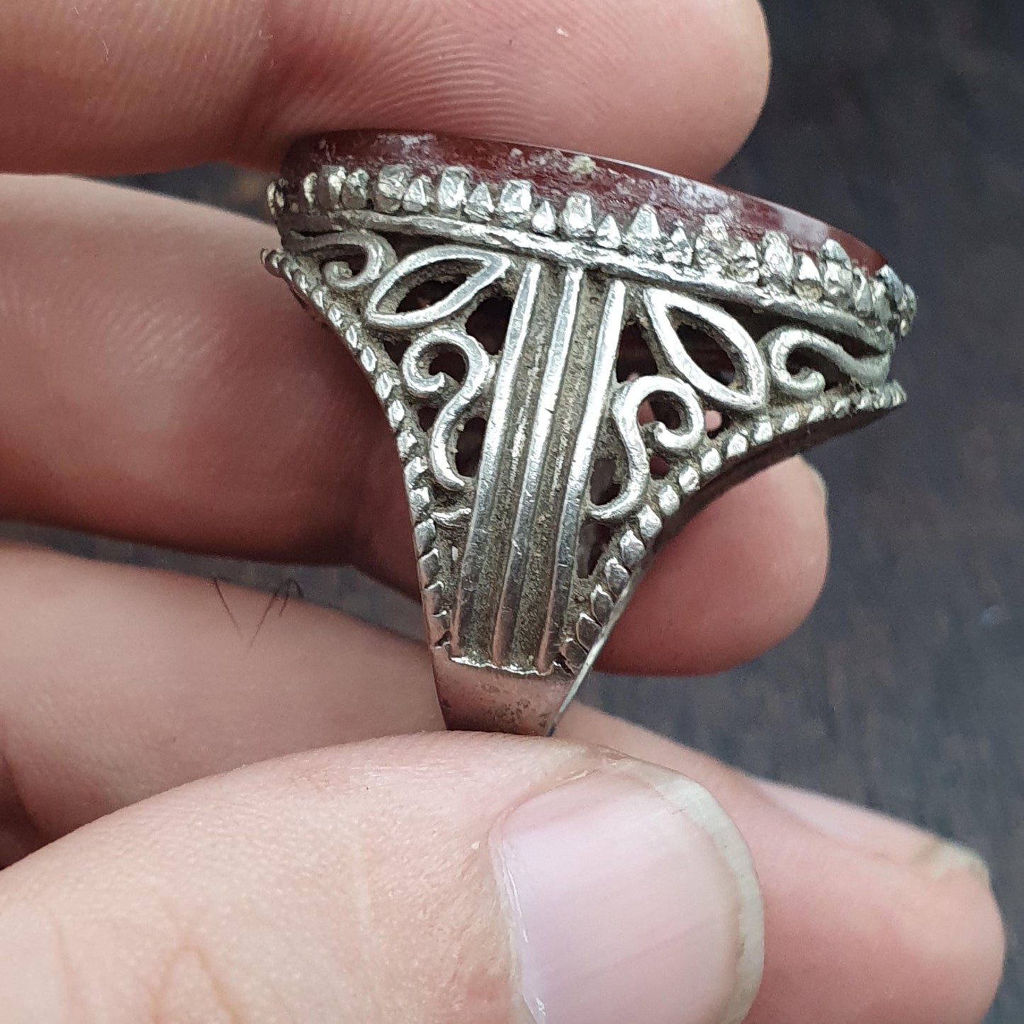 Vintage ring with agate center stone Afghan Ring
