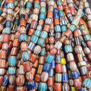 Vintage Chevron Trade Bead Necklace, 24 Inch African Glass Beads Strand
