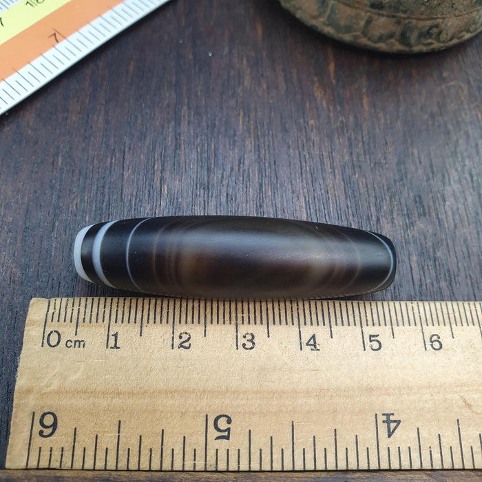 Natural Himalayan Tibetan Agate Bead 50mm Dragon Eye Pattern Banded Amulet Healing Stone Agate Beads for Meditation Malas
