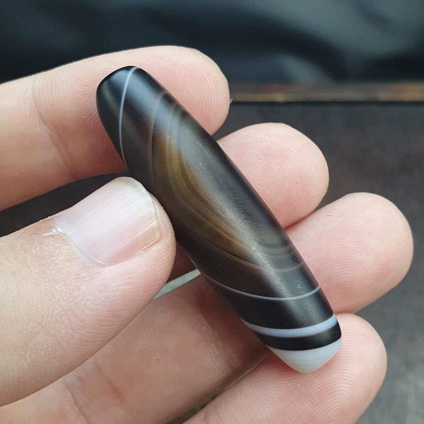 Natural Himalayan Tibetan Agate Bead 50mm Dragon Eye Pattern Banded Amulet Healing Stone Agate Beads for Meditation Malas