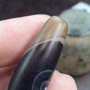 Natural Himalayan Tibetan Agate Bead 54.6mm Dragon Eye Pattern Banded Amulet Healing Stone Agate Beads for Meditation Malas