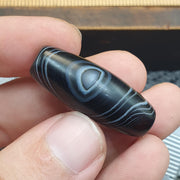 Natural Himalayan Tibetan Agate Bead 36mm Dragon Eye Tiger Tooth Pattern Banded Amulet Healing Stone Agate Beads for Meditation Malas