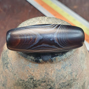 Natural Himalayan Tibetan Agate Bead 36mm Dragon Eye Tiger Tooth Pattern Banded Amulet Healing Stone Agate Beads for Meditation Malas