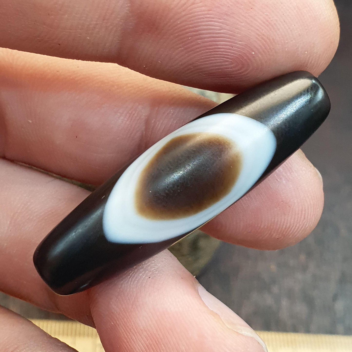 Natural Himalayan Tibetan Agate Bead Bull Eye Pattern Banded Amulet Healing Stone Agate Beads for Meditation Malas