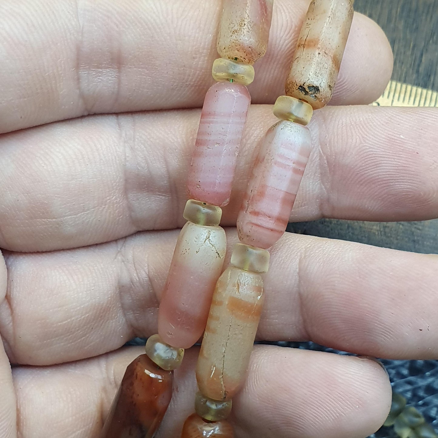 Antique African Agate Necklace, Genuine Carnelian Tube Trade Beads, Trans-Saharan Tribal Stone Choker,