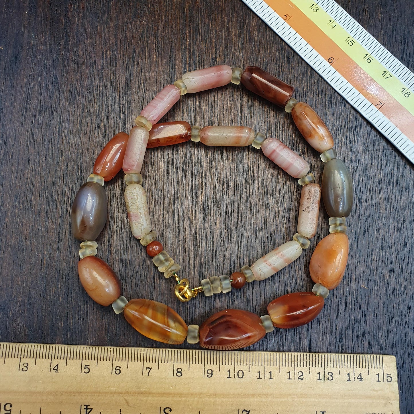 Antique African Agate Necklace, Genuine Carnelian Tube Trade Beads, Trans-Saharan Tribal Stone Choker,