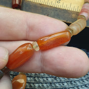 Antique African Agate Necklace, Genuine Carnelian Tube Trade Beads, Trans-Saharan Tribal Stone Choker,