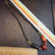 Antique African Agate Necklace, Himalayan Quartz and Bone Beads Necklace