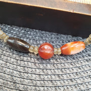 Antique African Agate Necklace, Himalayan Quartz and Bone Beads Necklace