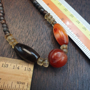 Antique African Agate Necklace, Himalayan Quartz and Bone Beads Necklace