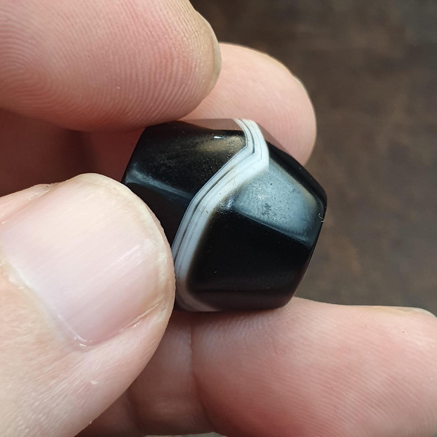 Antique old yemeni agate natural rare pattern banded agate bead 19.4mm