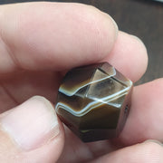 Antique Brown With, Banded Focal Bead | Natural Agate | 19.9mm, Waxy Patina, Yemeni Suliemani Amulet