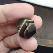 Antique Brown With, Banded Focal Bead | Natural Agate | 19.9mm, Waxy Patina, Yemeni Suliemani Amulet
