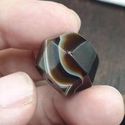Antique Brown With, Banded Focal Bead | Natural Agate | 19.9mm, Waxy Patina, Yemeni Suliemani Amulet