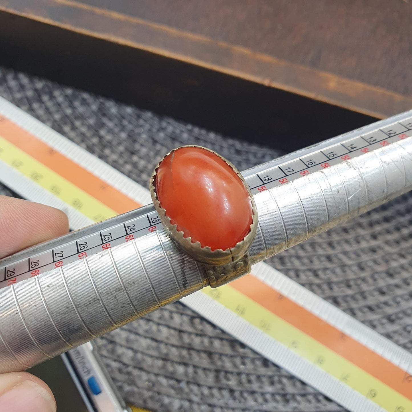 Antique vintage near eastern ring with agate center stone Afghan Ring