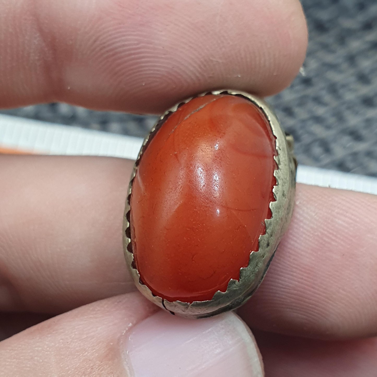 Antique vintage near eastern ring with agate center stone Afghan Ring
