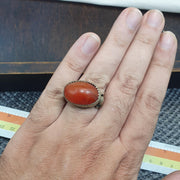 Antique vintage near eastern ring with agate center stone Afghan Ring