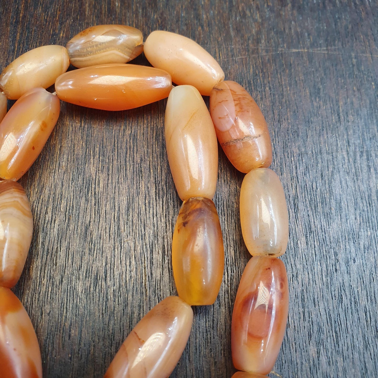 Antique African carnelian mali antique agate beads beaded strand