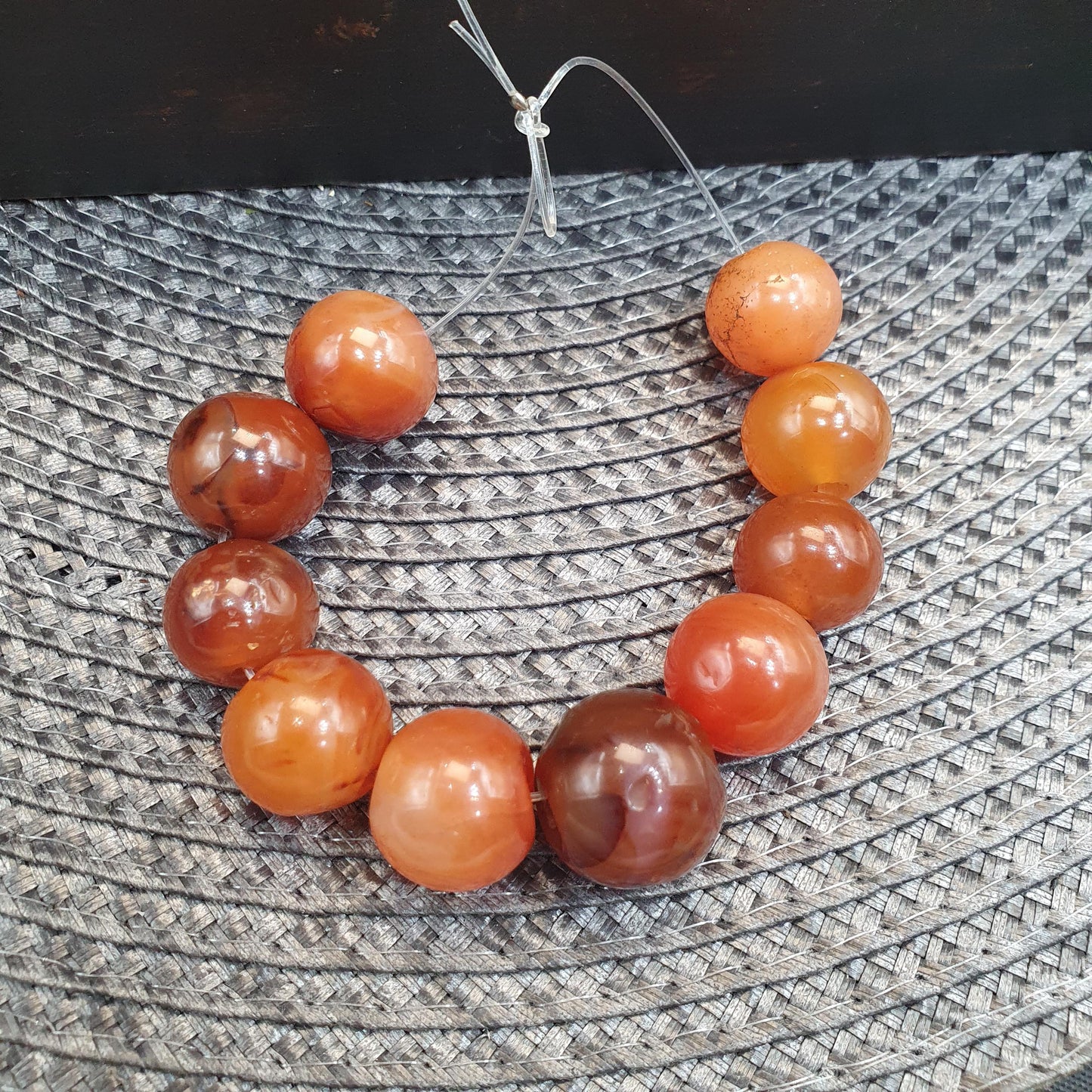 Antique African carnelian  antique agate beads from mali beaded strand
