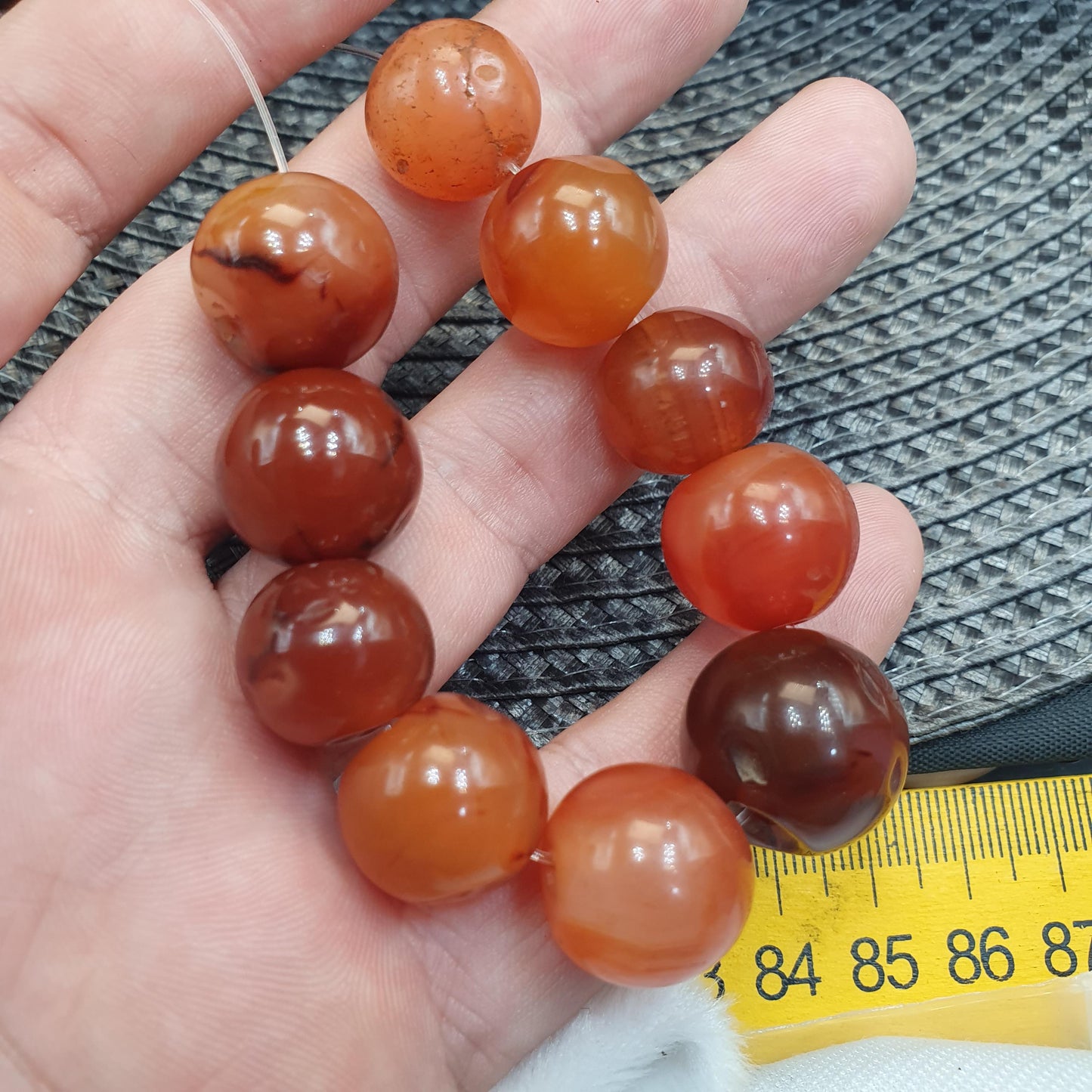 Antique African carnelian  antique agate beads from mali beaded strand