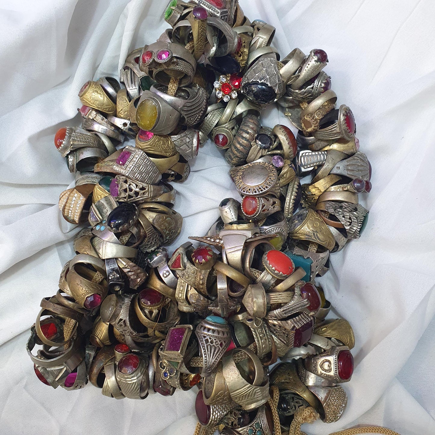 Lot Of 237 Vintage Brass Silver Mix Metals Rings Great Designs rings with agate, Glass and Resin center Stones