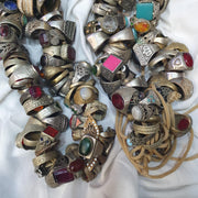 Lot Of 237 Vintage Brass Silver Mix Metals Rings Great Designs rings with agate, Glass and Resin center Stones