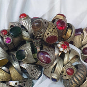 Lot Of 237 Vintage Brass Silver Mix Metals Rings Great Designs rings with agate, Glass and Resin center Stones