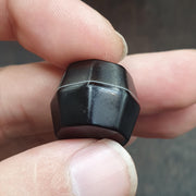 Antique Brown With, Banded Yemeni Agate Bead | Natural Gemstone | 20mm, Barrel Bicone, Ethnographic Amulet