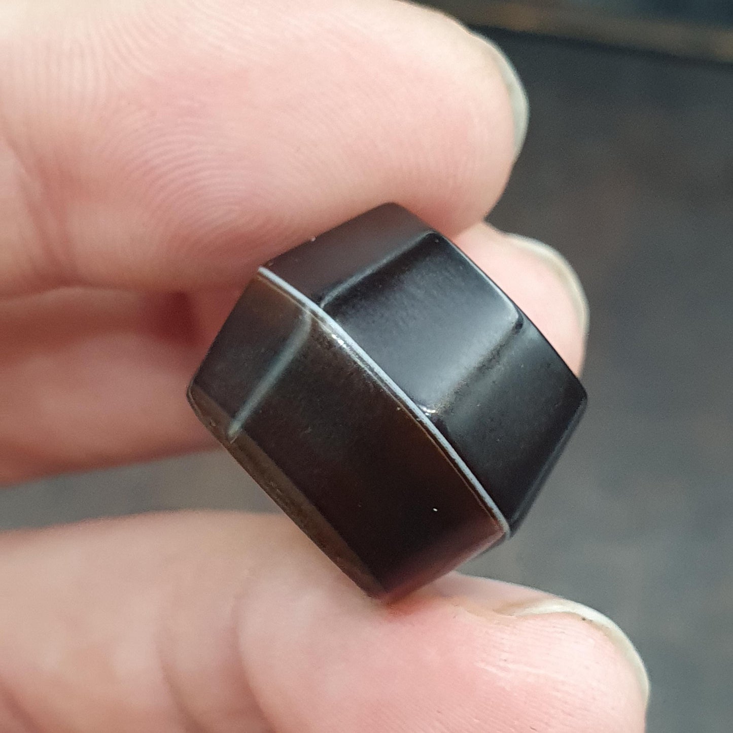 Antique Brown with white 1 line banded Agate Bead 20mm Yemeni Suliemani Agate Amulet