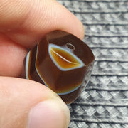 Antique Banded Agate, Yemeni Barrel Bicone Bead | Natural Stone | 20mm Focal, Waxy Patina, Heirloom Jewelry