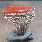 Vintage ring with agate center stone Afghan Ring