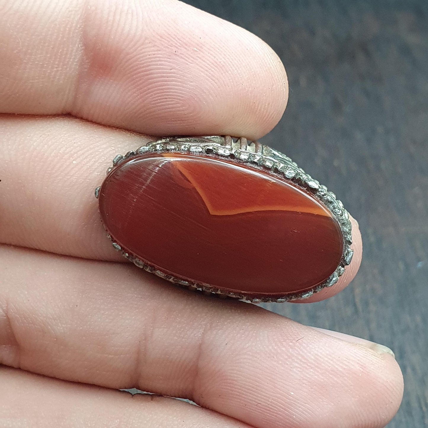 Vintage ring with agate center stone Afghan Ring