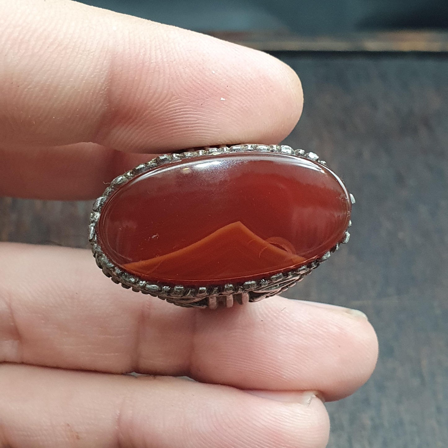 Vintage ring with agate center stone Afghan Ring