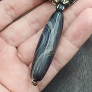 Old himalayan tibetan agate beads unique pattern Yak Bone beads necklace Antique Style