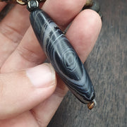 Old himalayan tibetan agate beads unique pattern Yak Bone beads necklace Antique Style