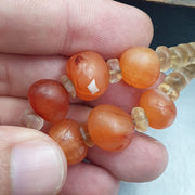 Himalayan Agate Carnelian Necklace, Banded Eye Agate Beads, clear Quartz Spacers, Tibetan Dzi Style Stone Strand, Collector Bead Jewelry