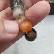 Himalayan Agate Carnelian Bracelet, Banded Eye Agate Beads, clear Quartz Spacers, Tibetan Dzi Style Stone Strand, Collector Bead Jewelry