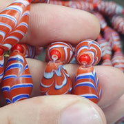 Vintage Millefiori style Feather Glass Beads Necklace (19x9.5mm)