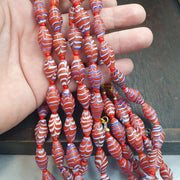 Vintage Millefiori style Feather Glass Beads Necklace (19x9.5mm)