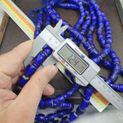 African Trade Beads, Venetian White Heart Design, blue Glass Long Strand - 12mm, Vintage Italian Style
