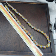 Venetian Style Eye Bead Necklace, White Glass with Red and Blue Eye Canes  Star Chevron Beads,