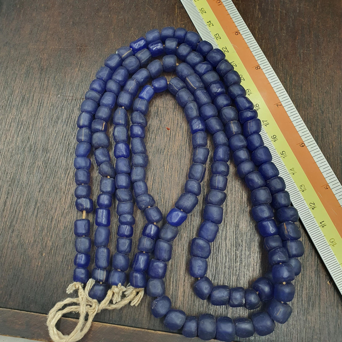 Beautiful old African Style cobalt Blue Glass Vintage Beads Strand