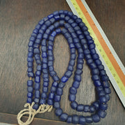 Beautiful old African Style cobalt Blue Glass Vintage Beads Strand