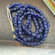 Beautiful old African Style cobalt Blue Glass Vintage Beads Strand