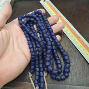 Beautiful old African Style cobalt Blue Glass Vintage Beads Strand