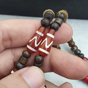 Rare Heaven & Earth 3 eye Dzi Bead – Tibetan Agate Etched Carnelian, Bone spirituality and dreams Necklace