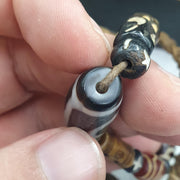 Tibetan 2 Eye Dzi Agate Necklace Himalayan Amulet Bead Talisman Bone Beads Nepal Cord Mala