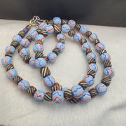 Venetian Style Beaded Necklace, Blue Red Black 10mm Round Beads, Artisan Statement Jewelry, Colorful Boho Necklace, Unique Gift for Her