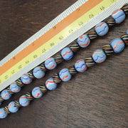 Venetian Style Beaded Necklace, Blue Red Black 10mm Round Beads, Artisan Statement Jewelry, Colorful Boho Necklace, Unique Gift for Her
