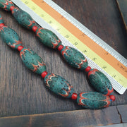 Venetian Style Green Red Beaded Necklace 12mm Artisan Statement Jewelry beads necklace gift